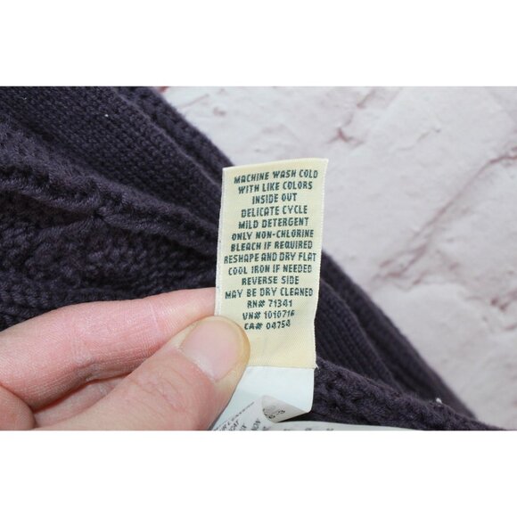 LL Bean Double L Cable Sweater Button Front Cardigan Purple Size XS - Picture 10 of 12